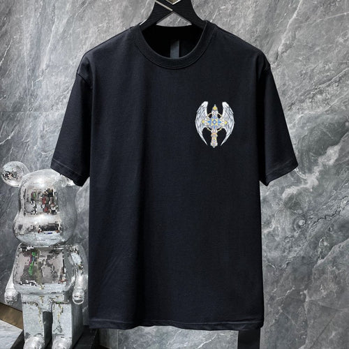 Chrome Hearts Angel Wings Ornate Cross Graphic Tee – Black / White
