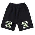 OFF-WHITE "Exactly The Opposite" Arrow Print Cotton Shorts