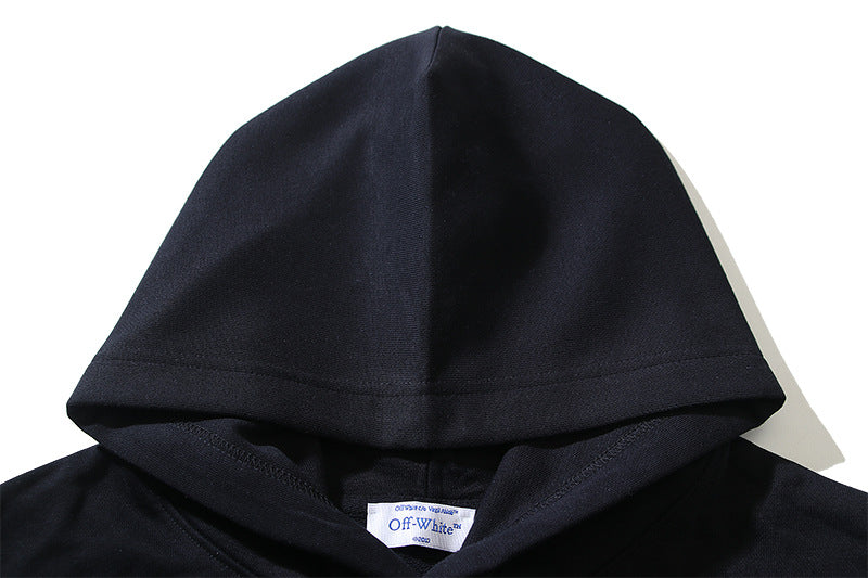 Off-White Logo Drawstring Hoodie — White / Black