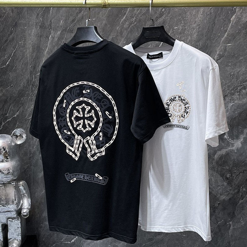 Chrome Hearts Chain Link Horseshoe Cross Graphic Tee – Black