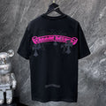 Chrome Hearts Neon Pink Banner Fleur Cross Graphic Tee – Black