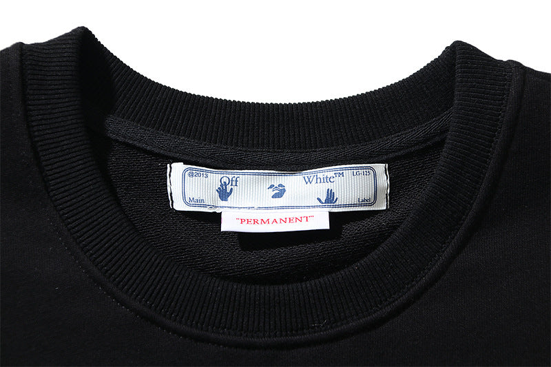 Off-White Cotton Crewneck Sweatshirt — Black