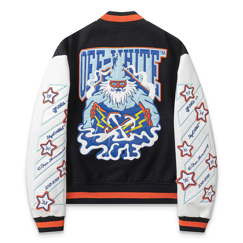 OFF WHITE Multicolour Wool Patchwork Bomber Jacket – Black
